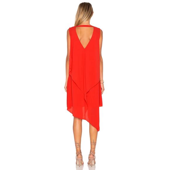BCBGMaxazria Shana Red Sleeveless V-neck Cami High Low Mini Tank Shift Dress L - Picture 3 of 8